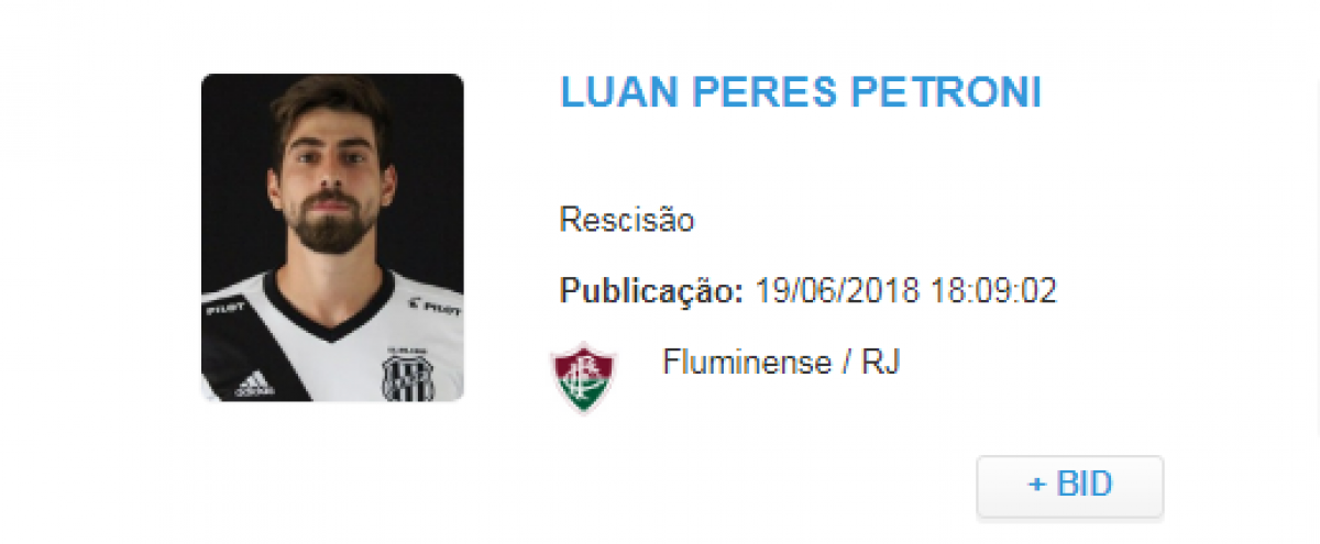 Luan Peres não faz mais parte do quadro do Fluminense
