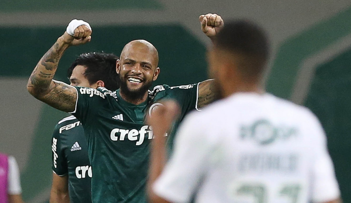 Felipe Melo comemora seu gol contra o Fluminense - Divulgação Palmeiras