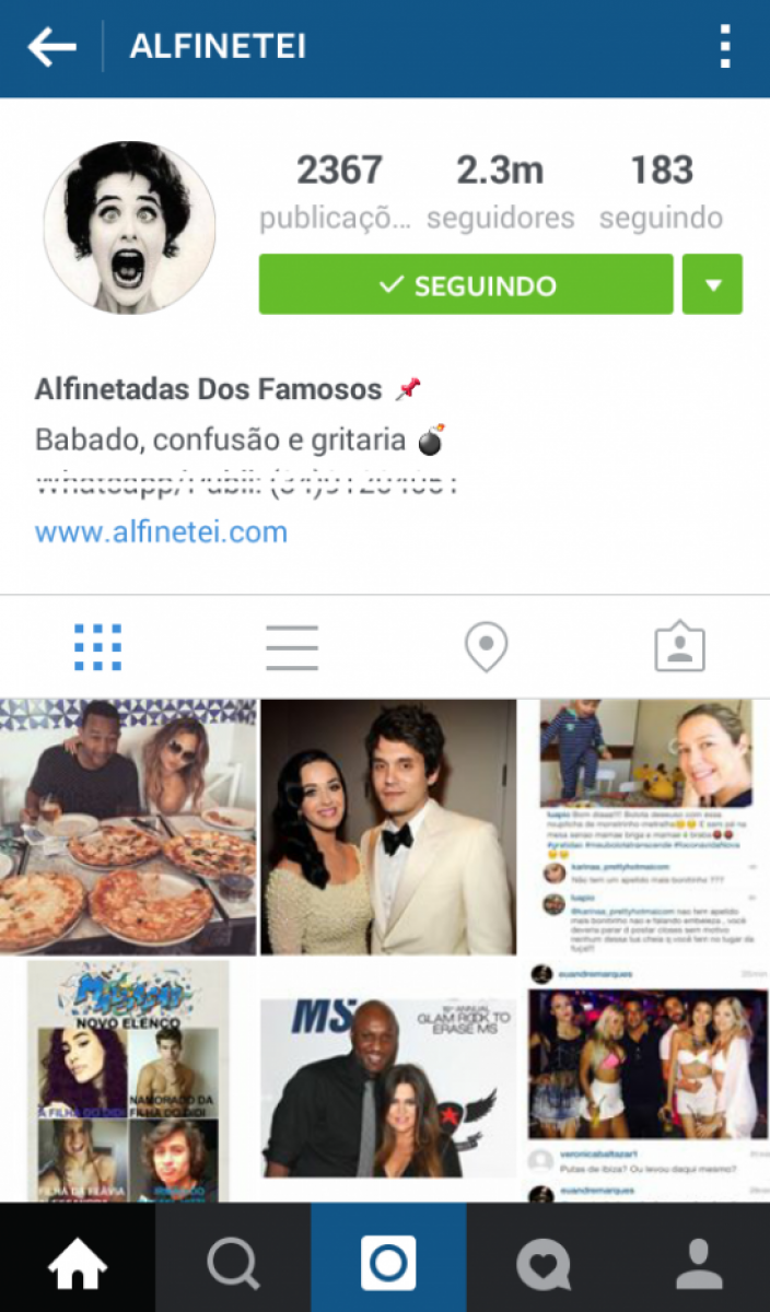 Perfil do 'Alfinetei' no Instagram - Reprodução Internet