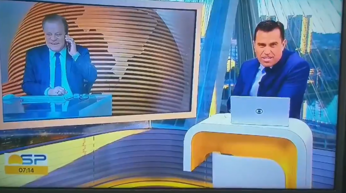 Chico Pinheiro e Rodrigo Bocardi conversam ao vivo pelo telefone - Reprodução/Twitter