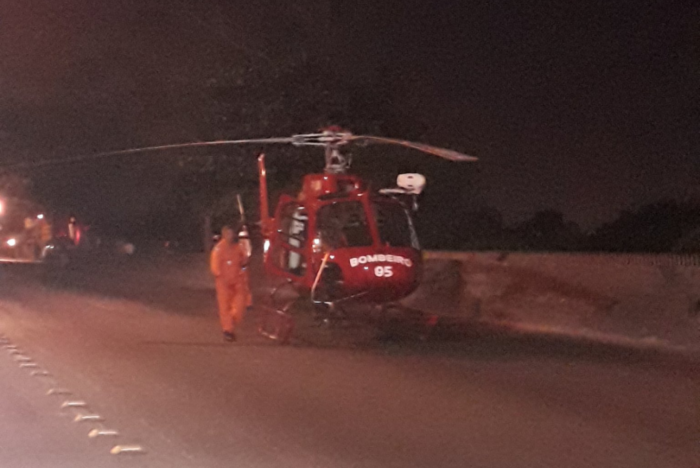 Corpo de Bombeiros foi acionado Ã s 17h55 e seguiu com apoio de uma aeronave