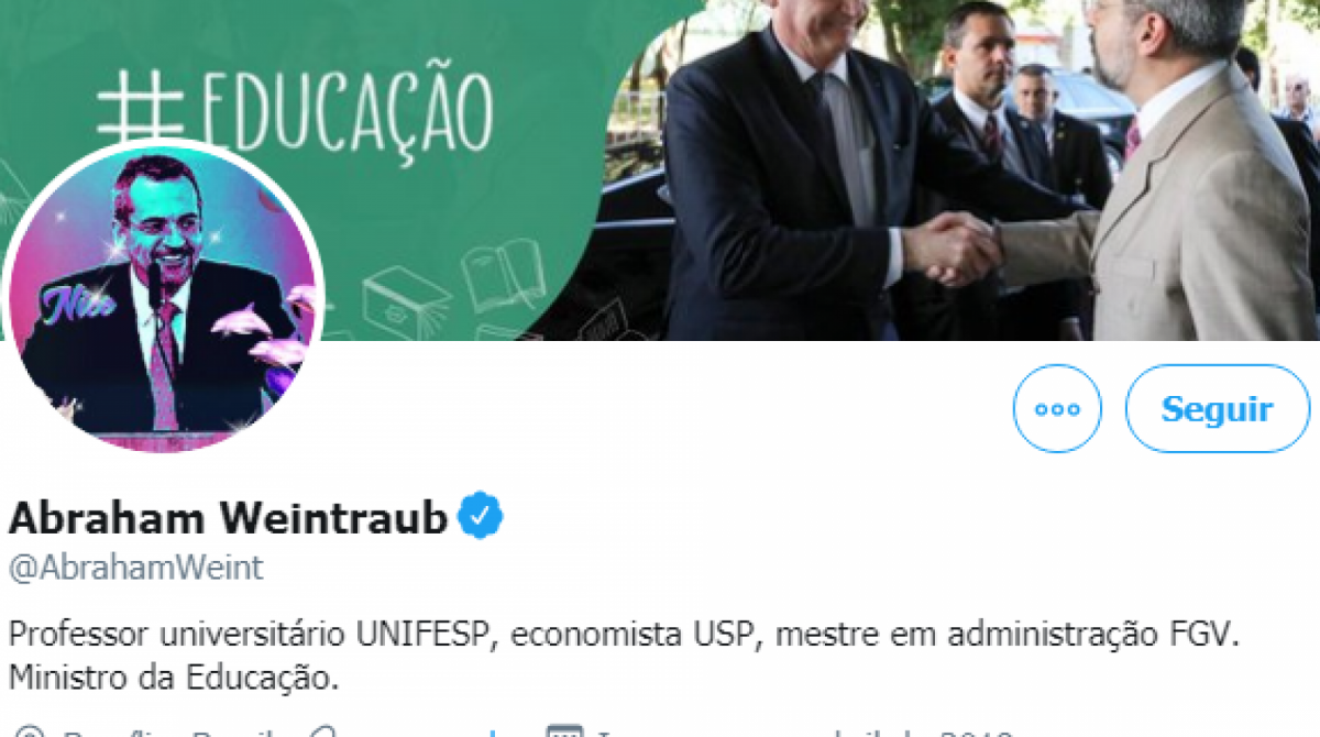 Conta de Abraham Weintraub no Twitter
