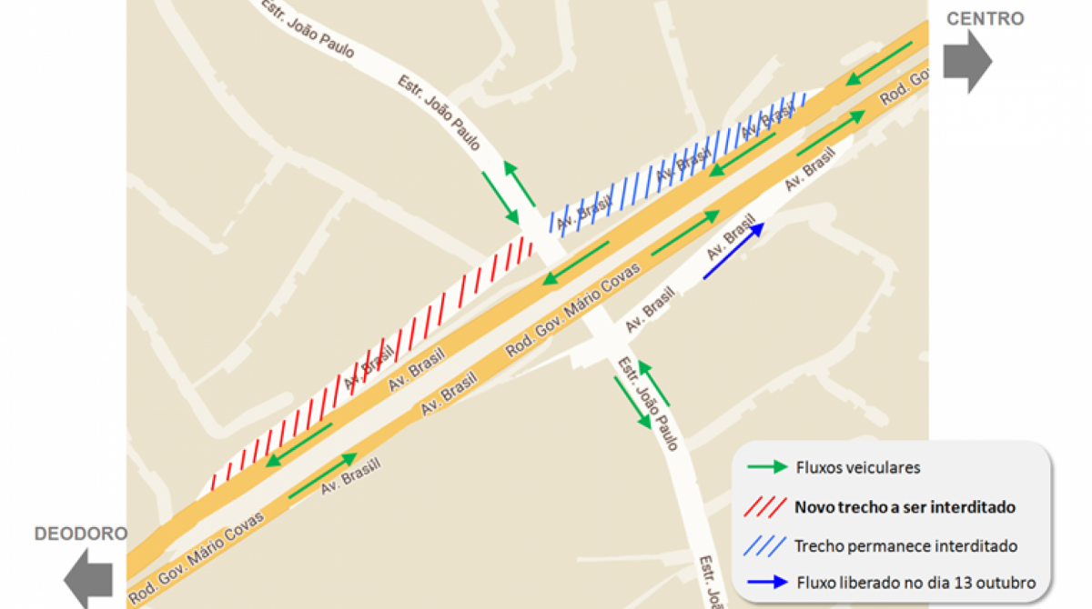 Interdição da alça de acesso da Estrada João Paulo para a Av. Brasil sentido Deodoro

 - Reprodução 