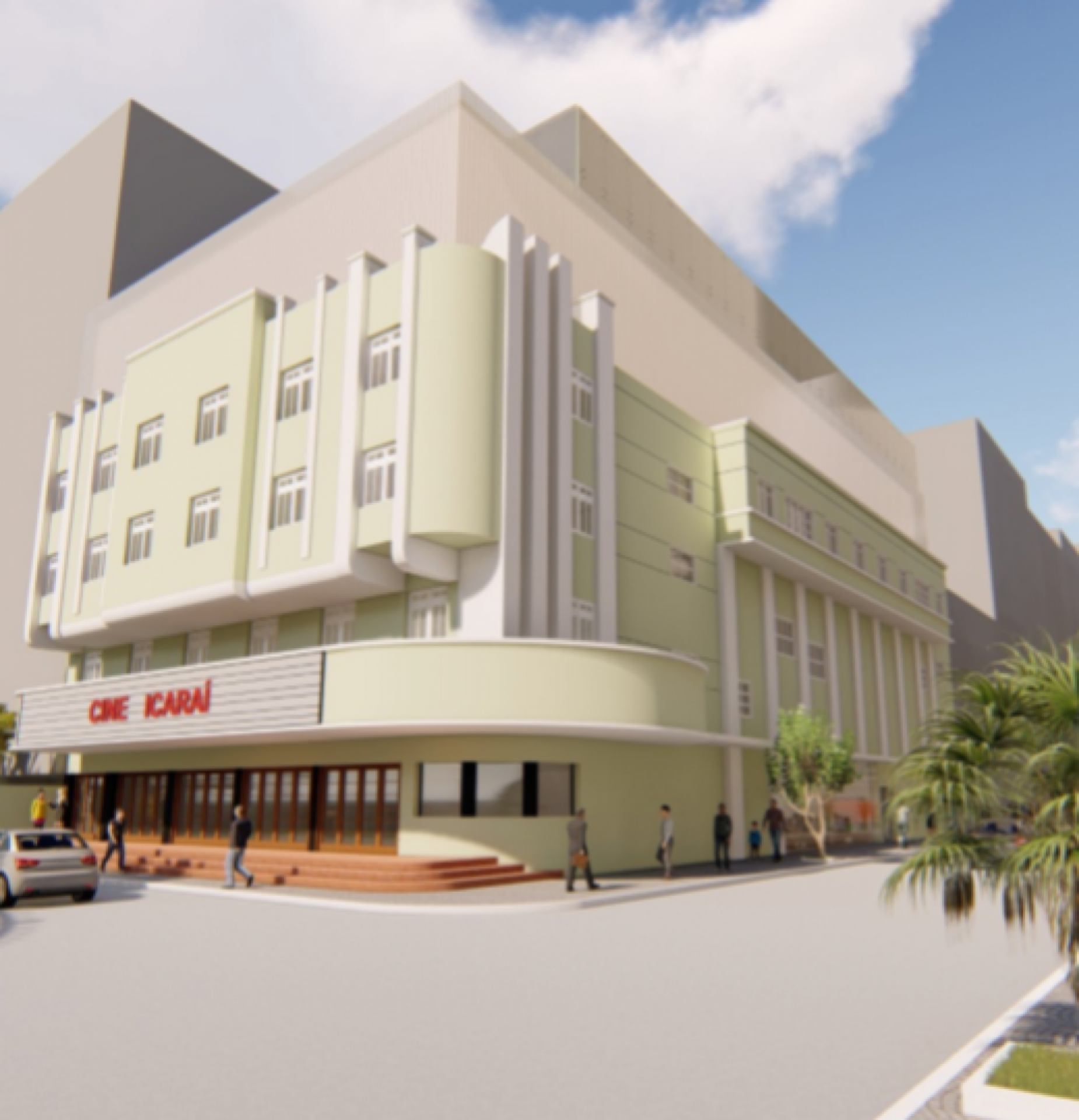 Prédio datado dos anos 1940 e tombado pelo Inepac está fechado e sem uso nem manutenção desde 2006 - Reprodução de projeção da reforma