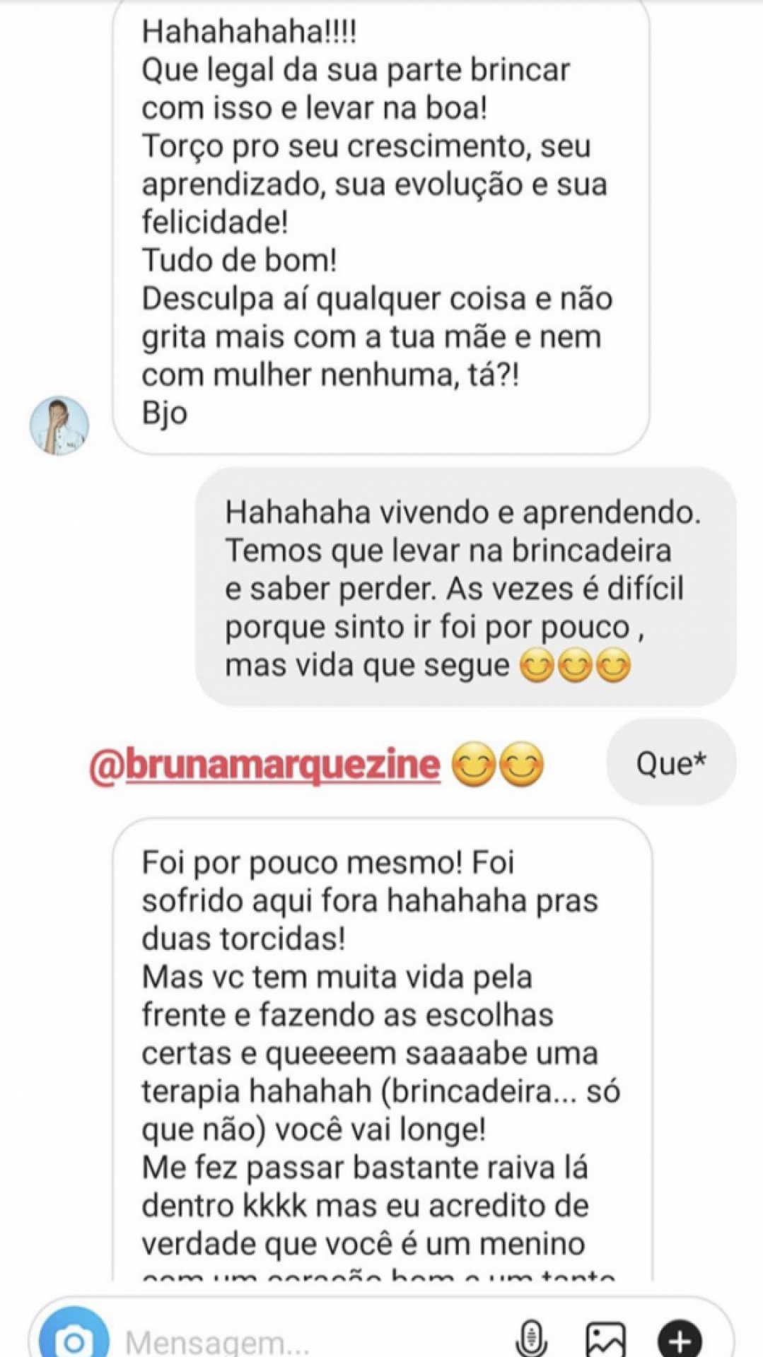 Felipe Prior e Bruna Marquezine trocam mensagens e fazem as pazes