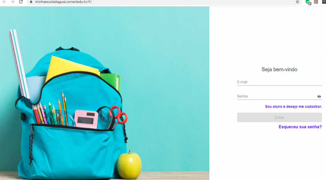 Tela de acesso da plataforma: dificuldade de acesso à internet é o principal obstáculo para utilização