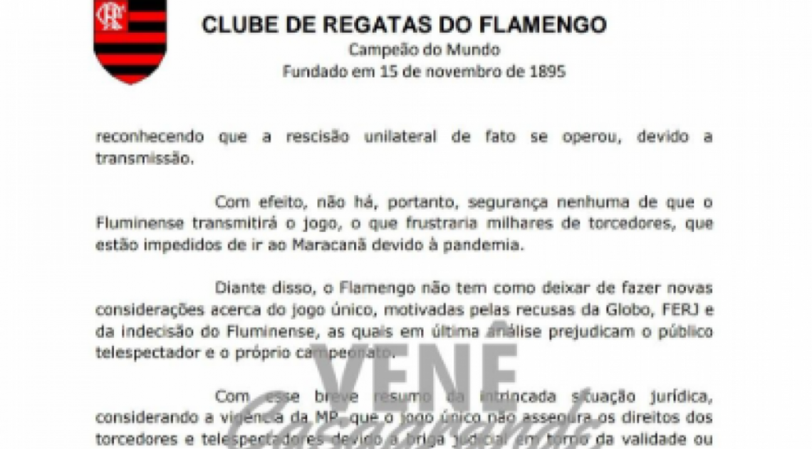 Flamengo mantém a intenção de transmitir a final da Taça Rio - Venê Casagrande