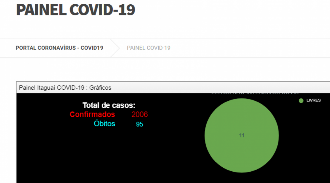 Painel concentra dados oficiais sobre a doença em Itaguaí - Reprodução - Painel Covid-19