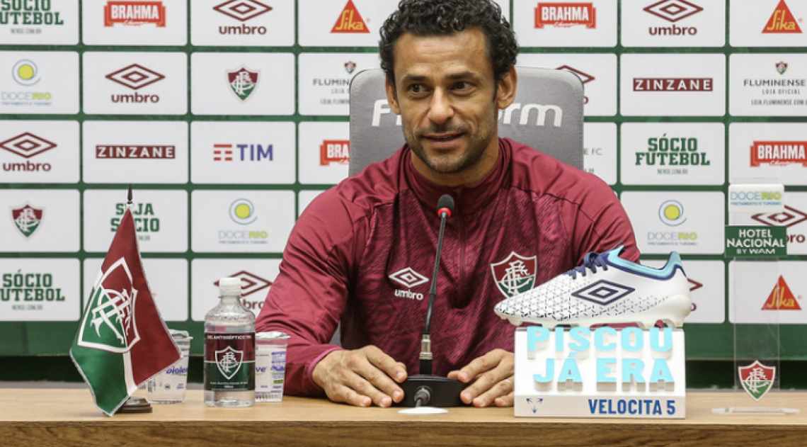 Fred em coletiva nesta tarde no CT Carlos Castilho - LUCAS MER&Ccedil;ON / FLUMINENSE F.C.