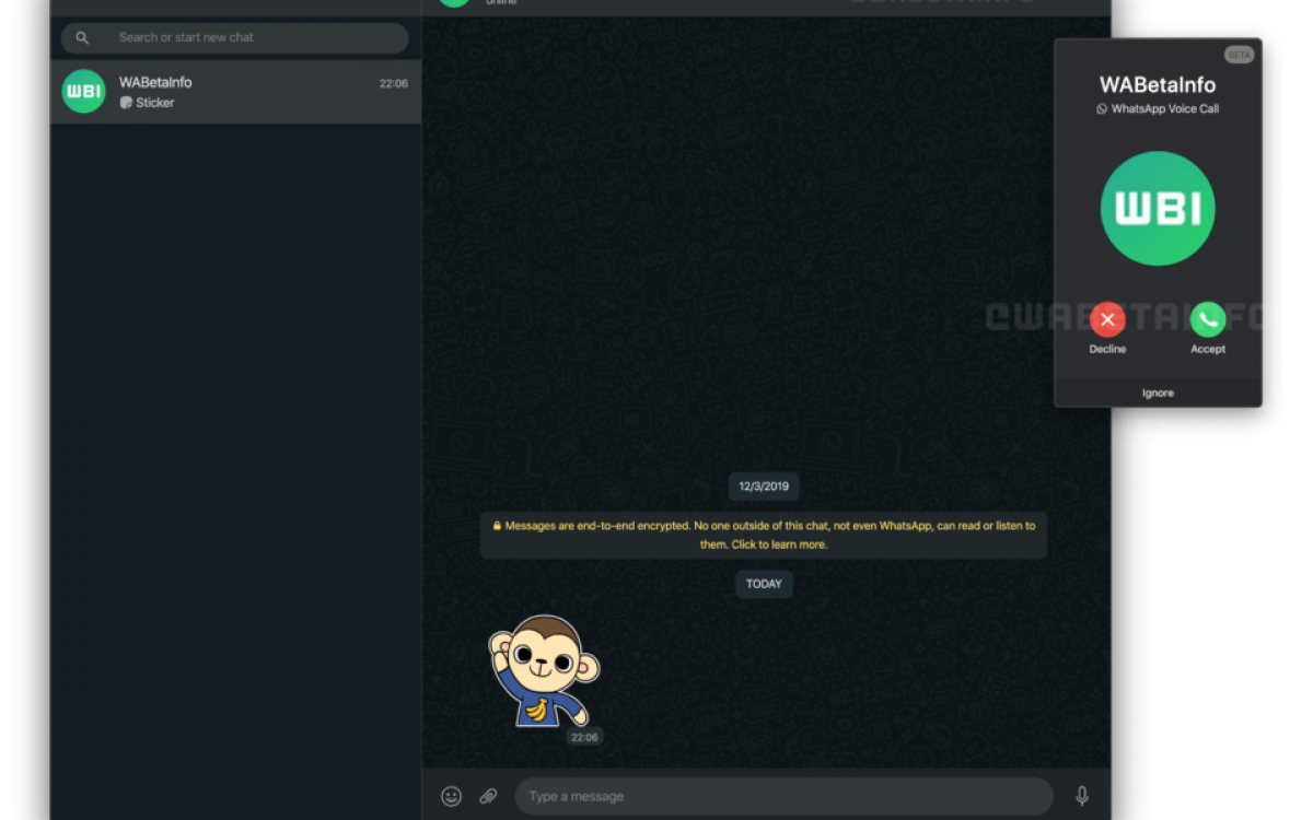 Ao receber uma chamada pelo WhatsApp Web, uma nova janela surge na tela  - Reprodução internet