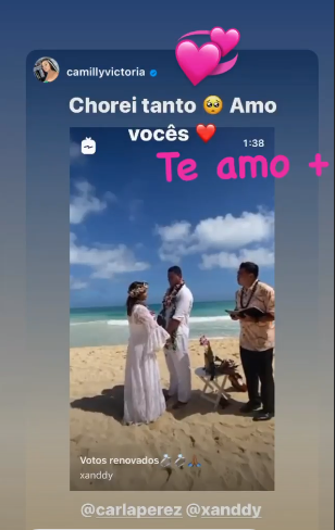 Carla Perez e Xanddy renovam votos de casamento no Havaí - Reprodução Internet