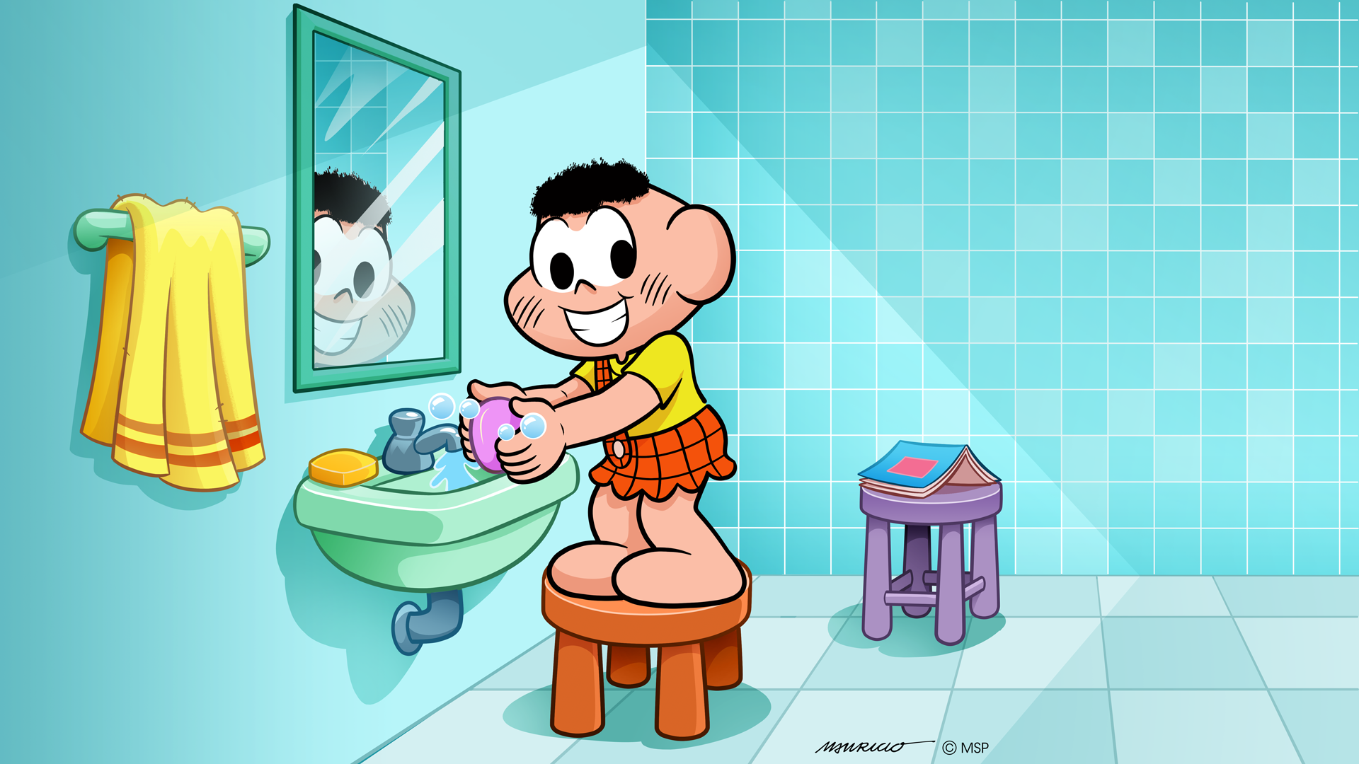 Casc&atilde;o escova os dentes