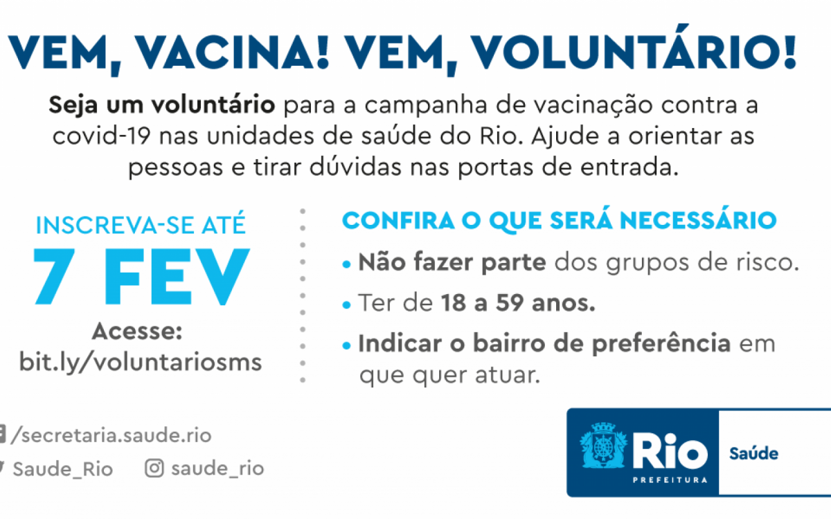 Campanha "Vem, Vacina! Vem, Voluntário!" - Divulgação