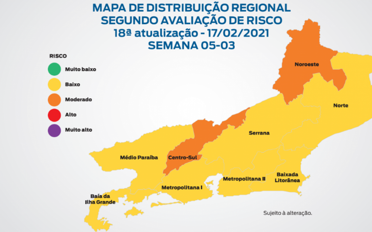 O município de São João de Meriti, na Baixada Fluminense, pertencente a região Metropolitana I, se encontra em baixo risco (bandeira amarela) - Secretaria de Saúde