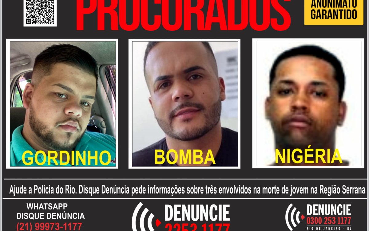 M&aacute;rcio Rosa da Silva, de 25 anos; Lucas Leal Ribeiro Teixeira, de 26 e Maxwell Alberto Moreira da Concei&ccedil;&atilde;o, de 31, est&atilde;o foragidos