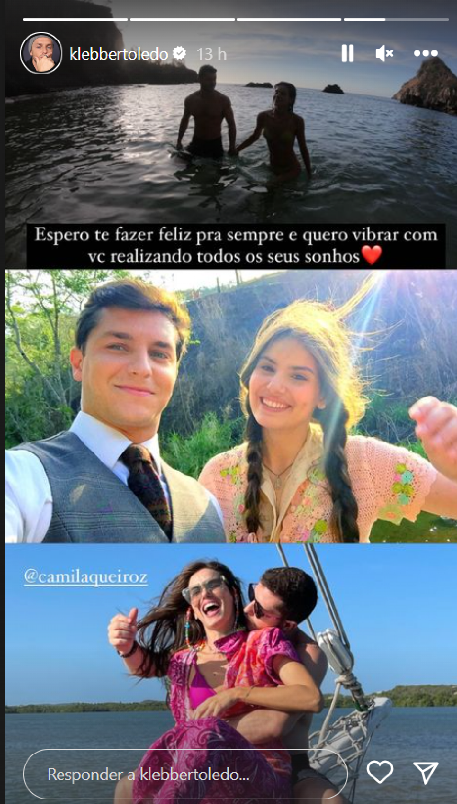 Klebber Toledo homenageia Camila Queiroz em aniversário - Reprodução / Instagram