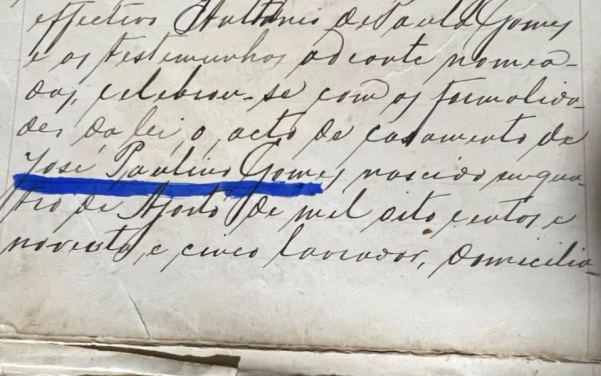 Trecho da certid&atilde;o de casamento