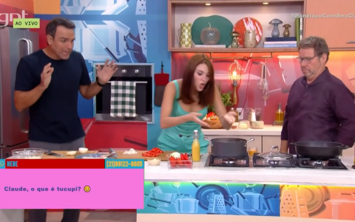 Tadeu Schmidt se desespera ao colocar ingrediente errado na panela - Reprodução/GNT