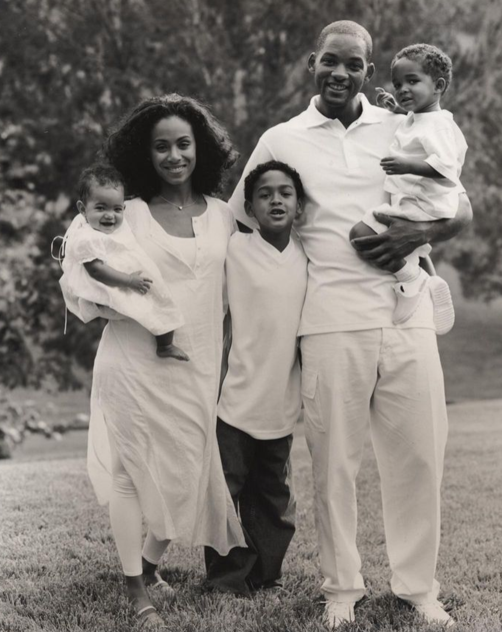 Jada Pinkett Smith junto ao marido, Will Smith, além dos filhos Willow e Jaden e o enteado Trey - Reprodução / Instagram