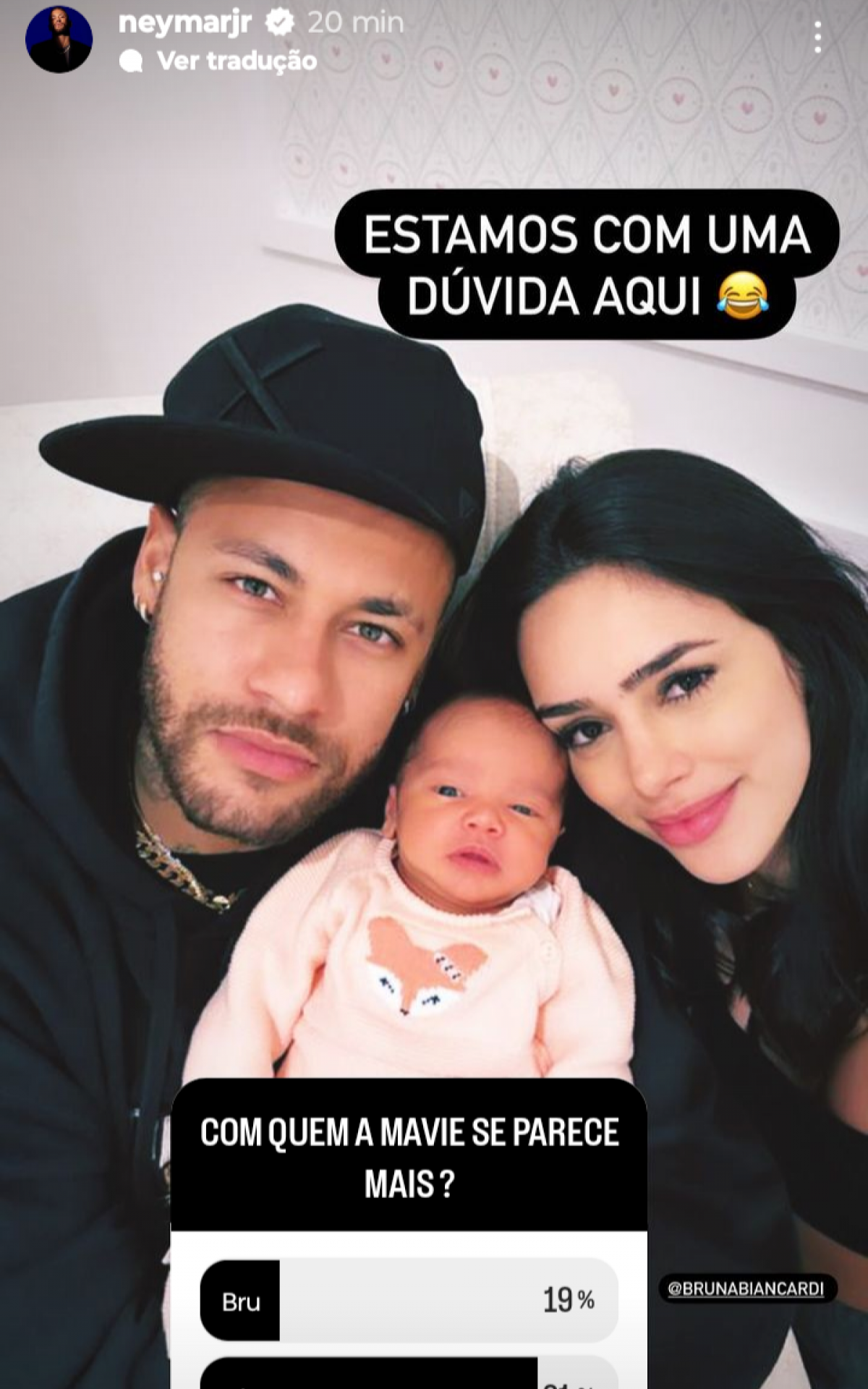 Neymar e Bruna Biancardi perguntam com quem Mavie se parece - Reprodução/Instagram