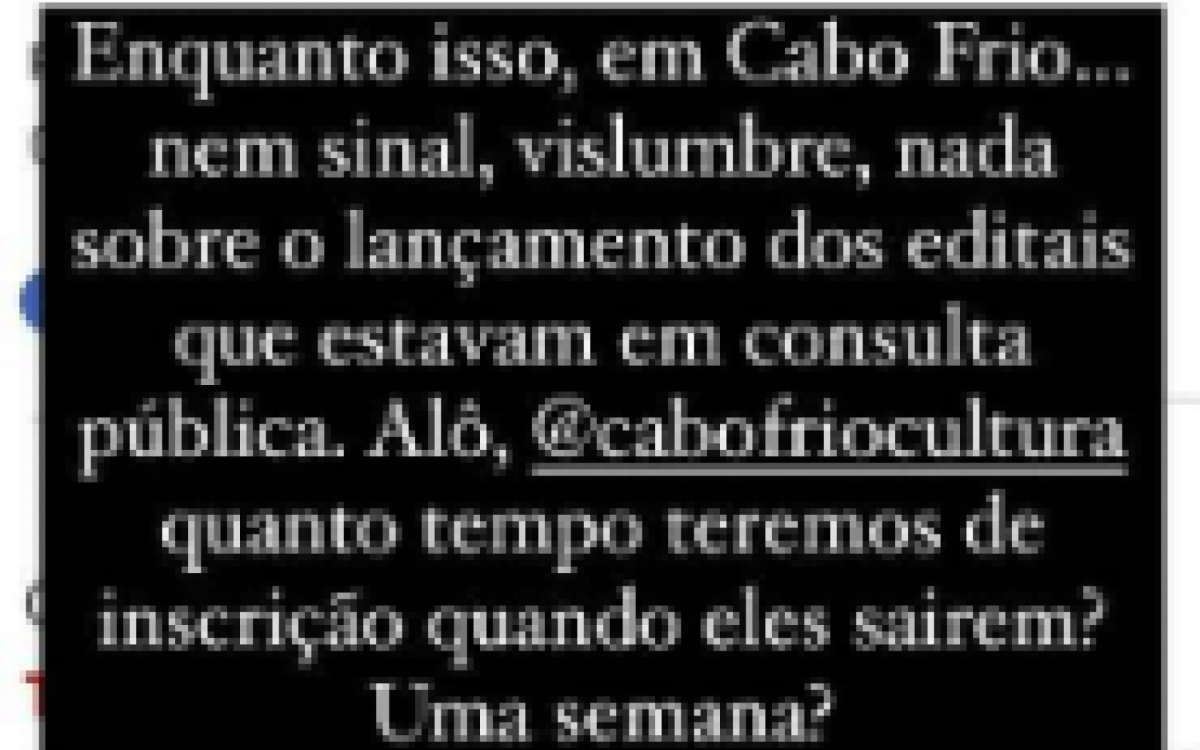 Reclamação de uma das artistas em uma rede social