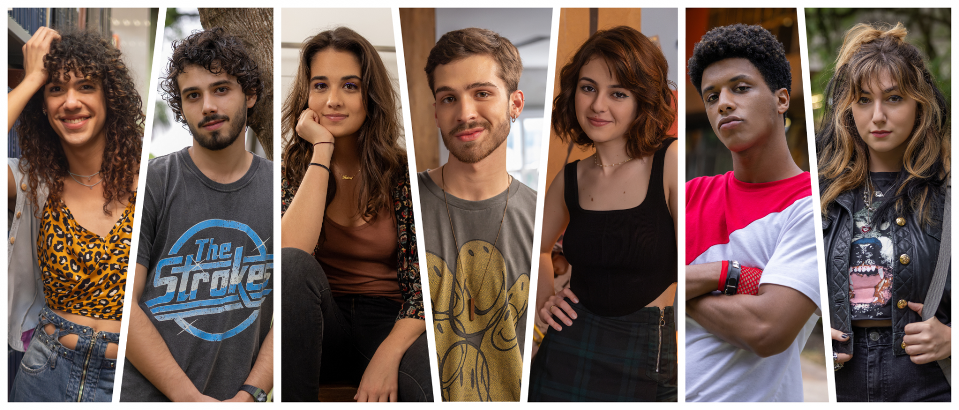 Nila (Camila), Antônio Carrara (Joel), Amanda Azevedo (Luiza), João Guilherme (Fabrício), Klara Castanho (Carol), Caio Cabral (Henrique) e Dora Freind (Bruna) na nova temporada de 'De Volta aos 15' - Vans Bumbeers/Netflix