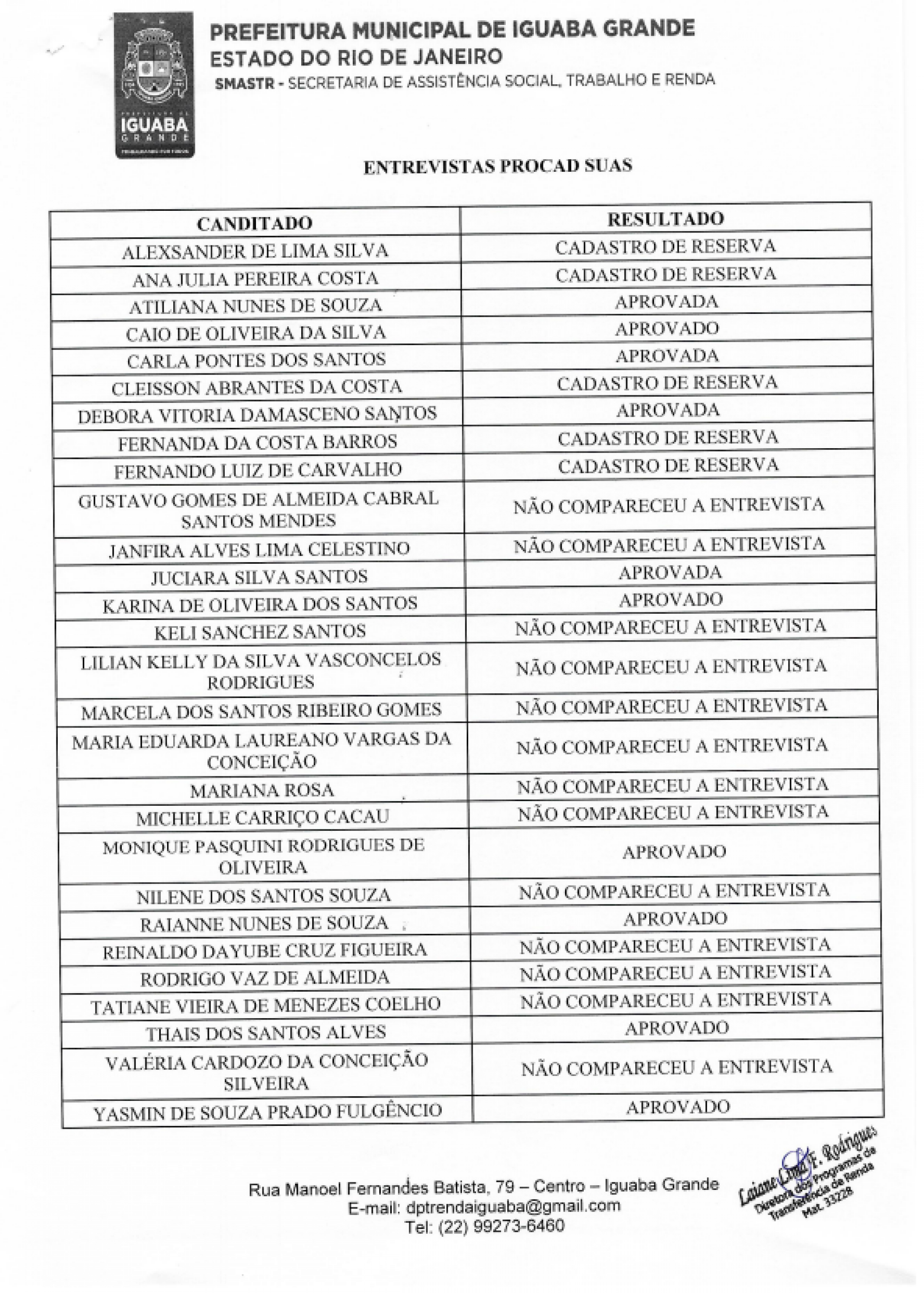 Lista de aprovados  - Divulga&ccedil;&atilde;o/ Ascom 