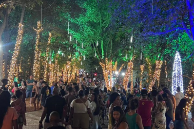 Horto de Queimados tem atraído milhares de pessoas para curtir a decoração de Natal