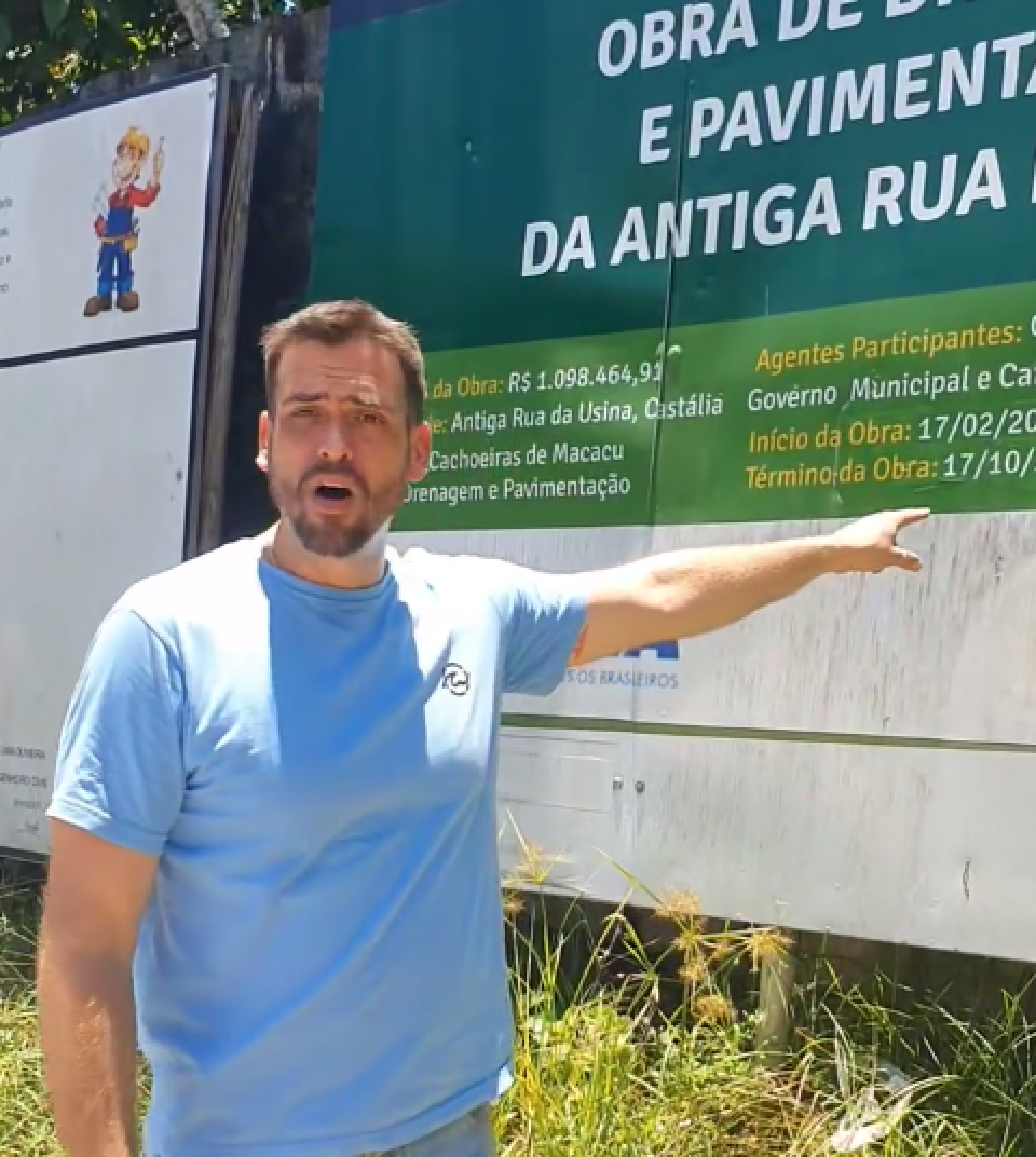 Morador da cidade, Guilherme Villar, publicou vídeo denunciando atraso das obras