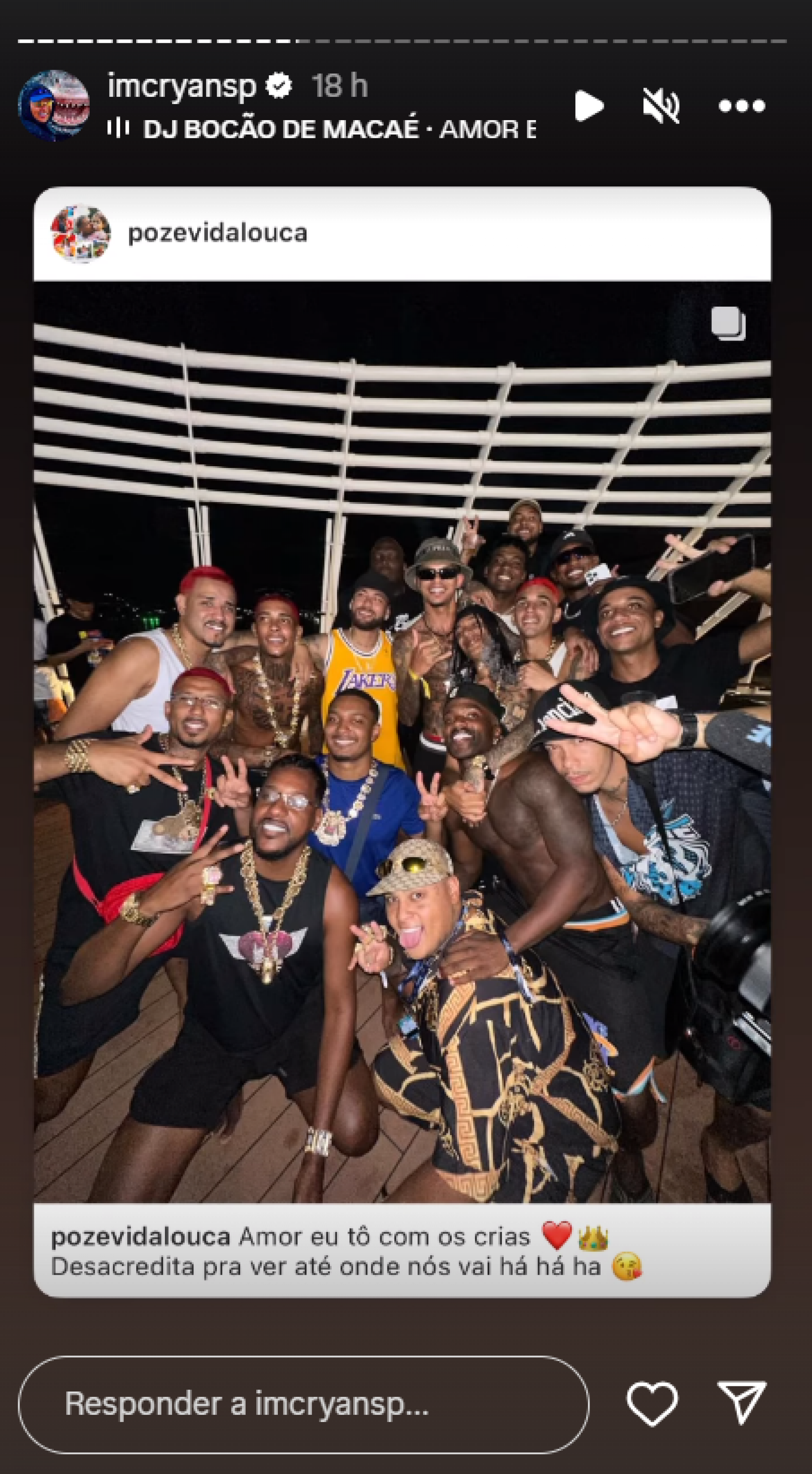 Ao lado de diversos famosos, MC Ryan SP marcou presença em cruzeiro de Neymar - Reprodução / Instagram