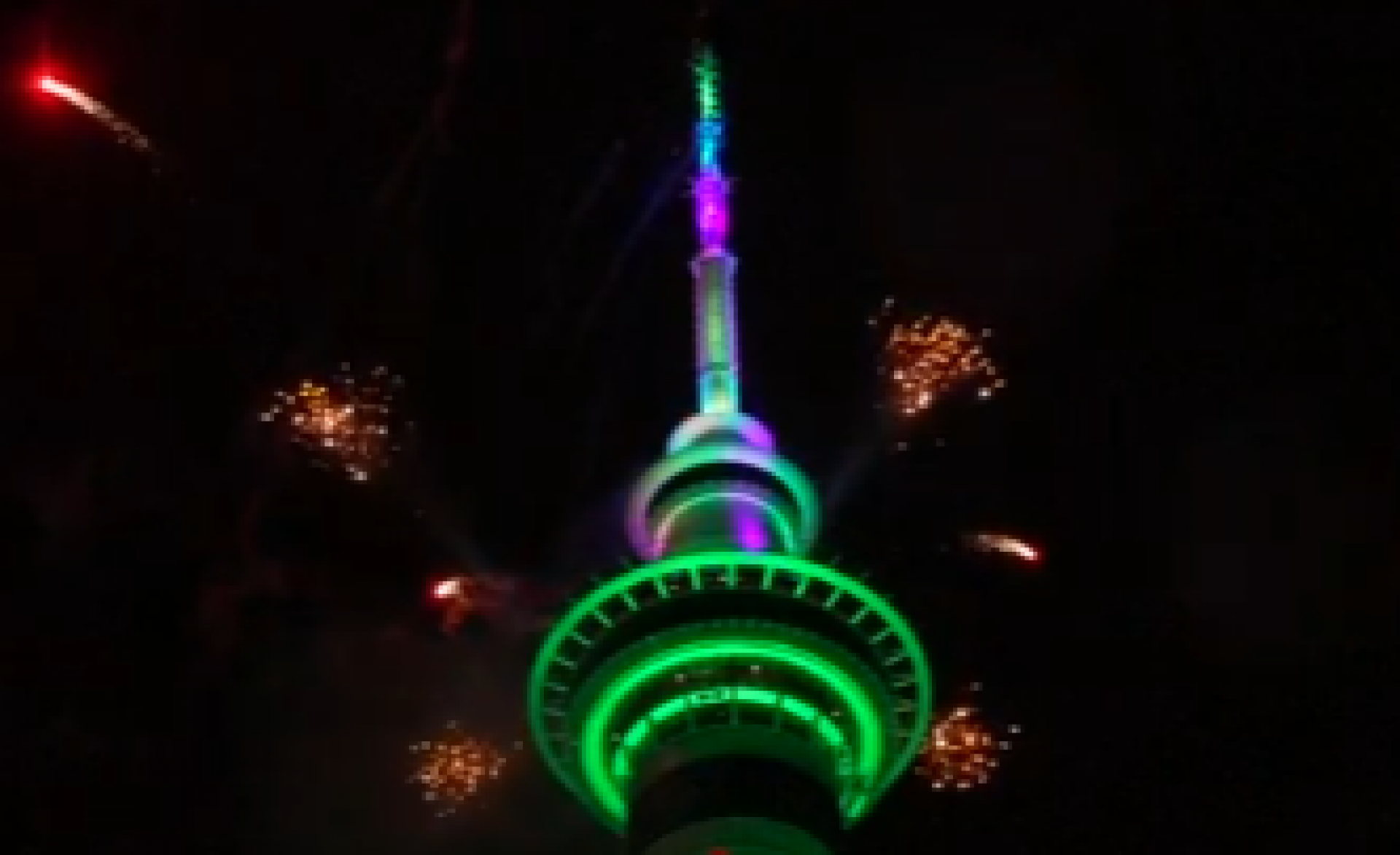 Comemoração pela chegada de 2024 em Auckland, Nova Zelândia - Reprodução/Sky News