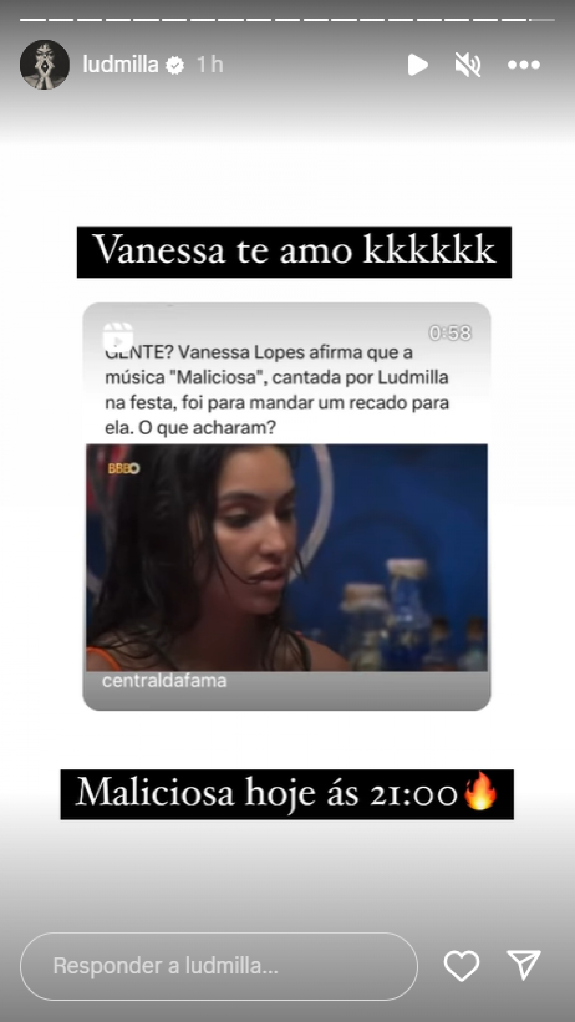 Ludmilla comenta teoria de Vanessa Lopes - Reprodução / Instagram