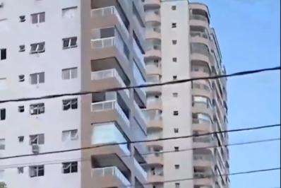 Imagens mostram colunas avariadas em prédio da Praia Grande