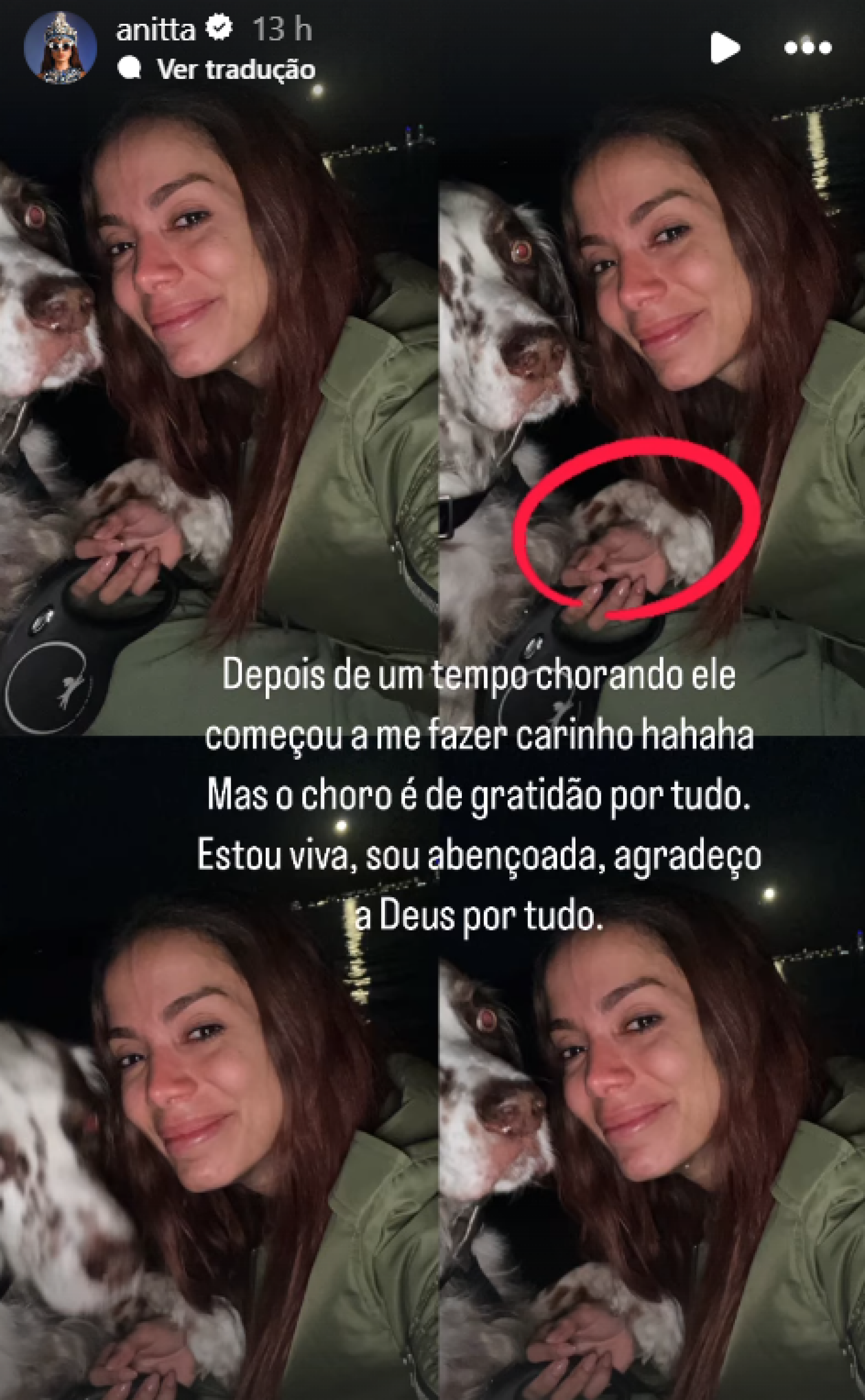 Anitta surge emocionada após observar luar e preocupa fãs - Reprodução / Instagram