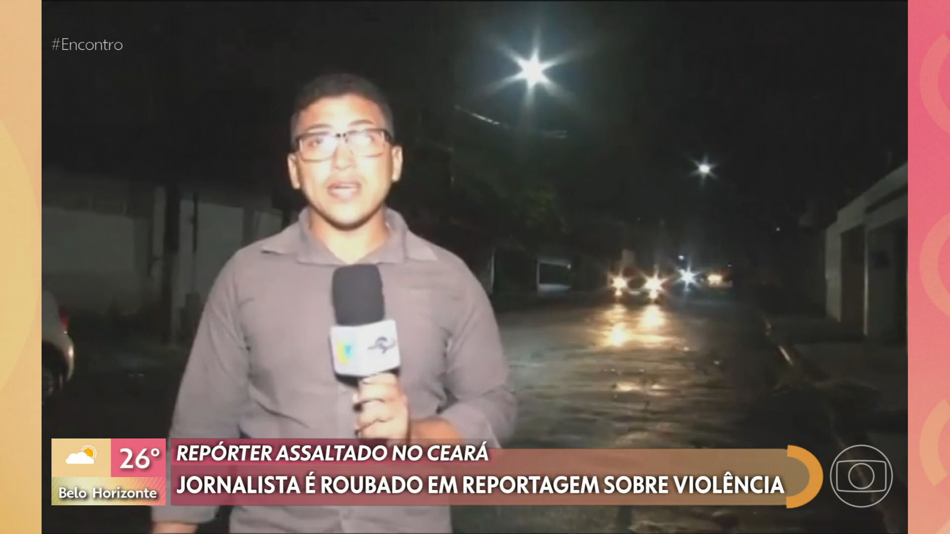 Jornalista Nathan Gomes é assaltado enquanto fazia reportagem sobre violência, no Ceará - Reprodução / Globoplay