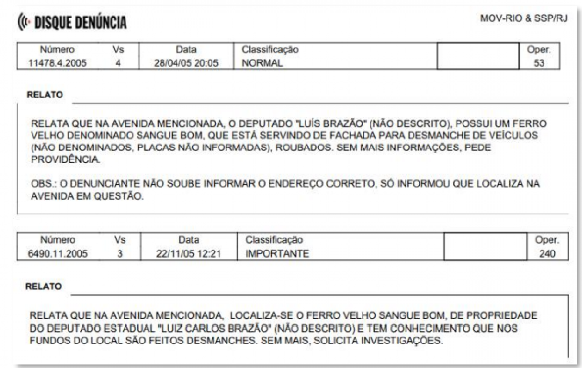 Disque-denúncia recebeu dezenas de relatos que apontavam a participação de Brazão em crimes - Divulgação/PF