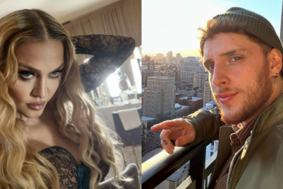 Diego Martins surge com look de Madonna em frente ao Copacabana Palace