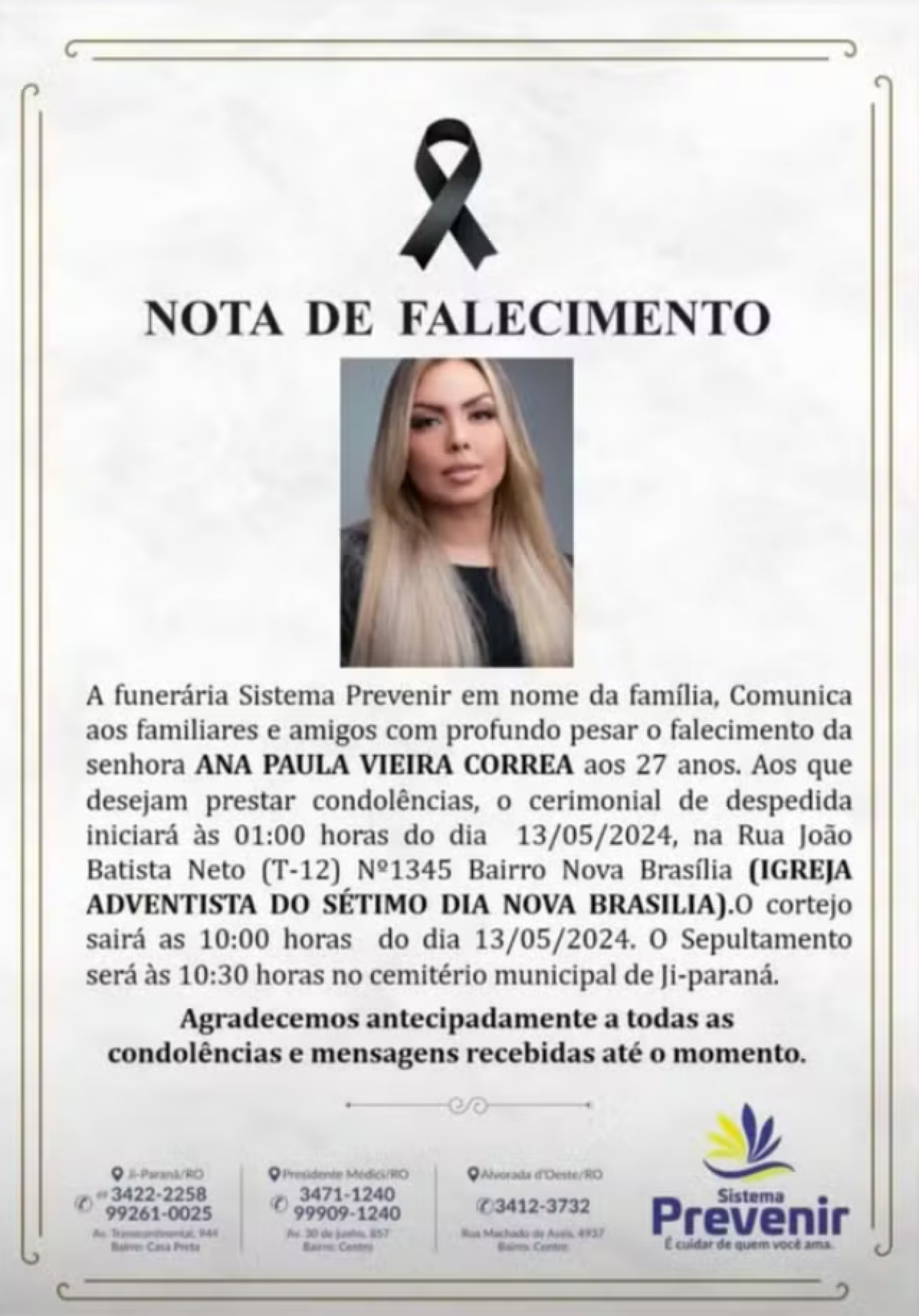 Cantora Ana Paula Vieira morre em acidente com namorado horas após show - Foto: Reprodução