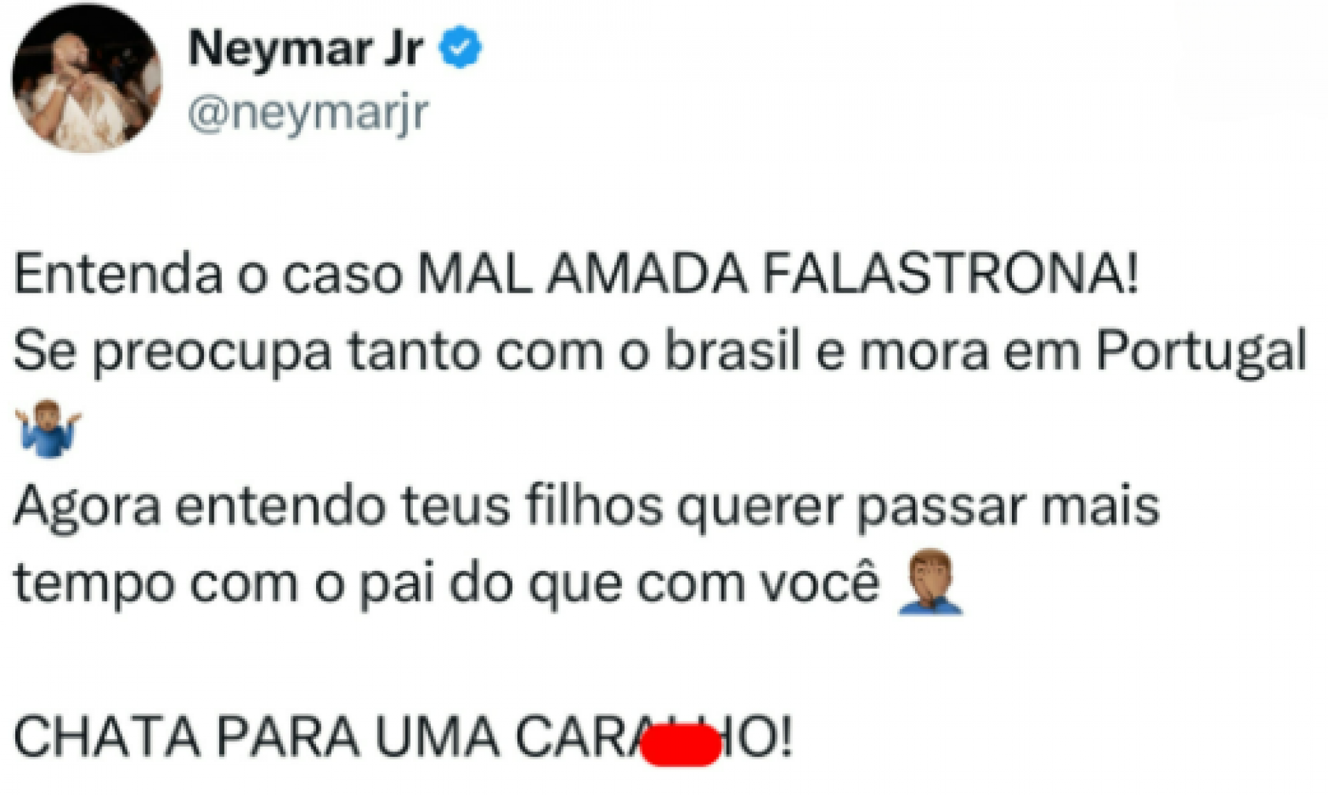 Neymar 'revida' e menciona afastamento do filho de Luana Piovani - Foto: Reprodução