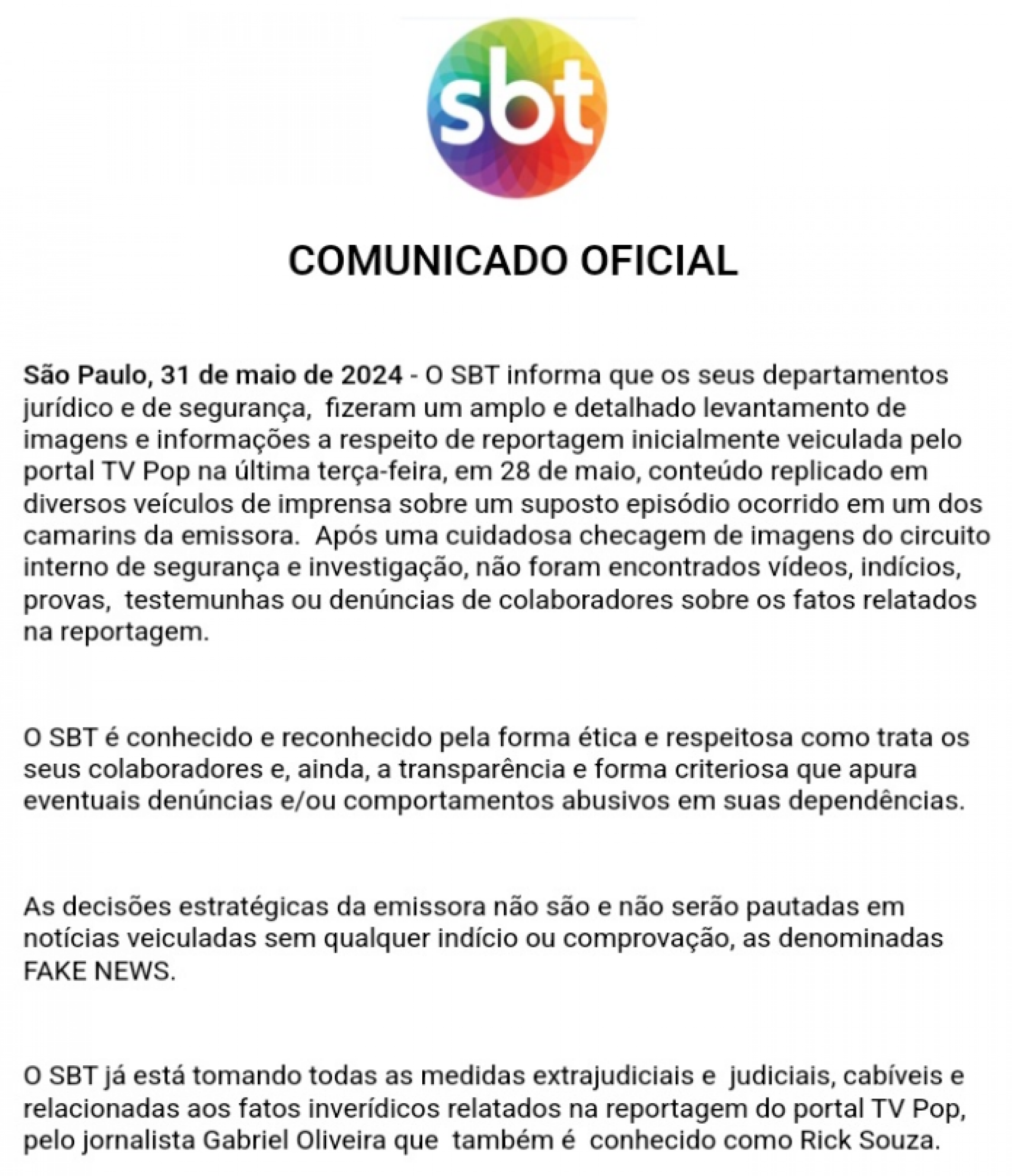 SBT esclarece polêmica entre diretor e funcionário e aciona a Justiça - Foto: Reprodução