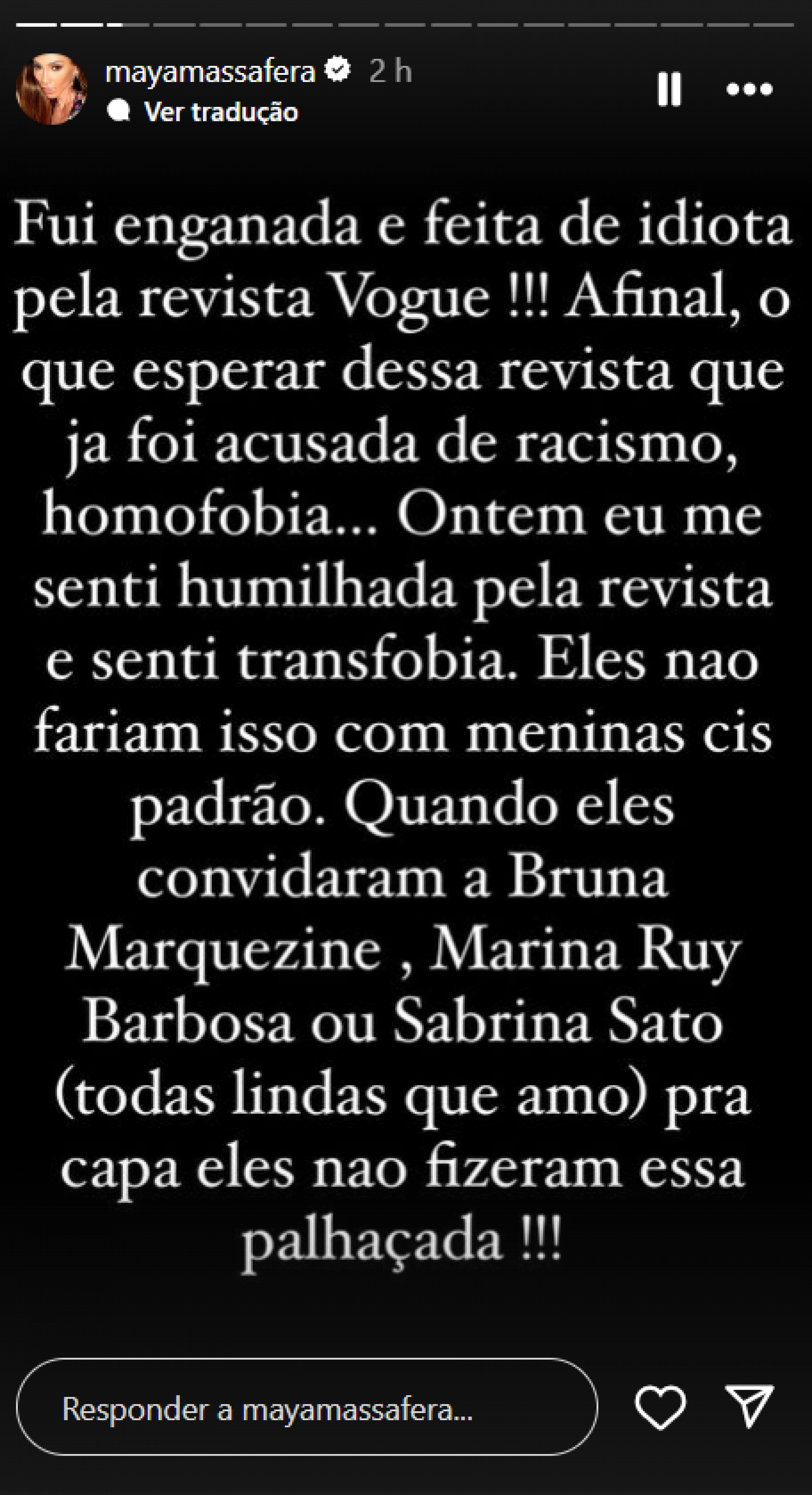 Maya Massafera desabafa sobre ter sido 'enganada' por revista - Foto: Reprodução