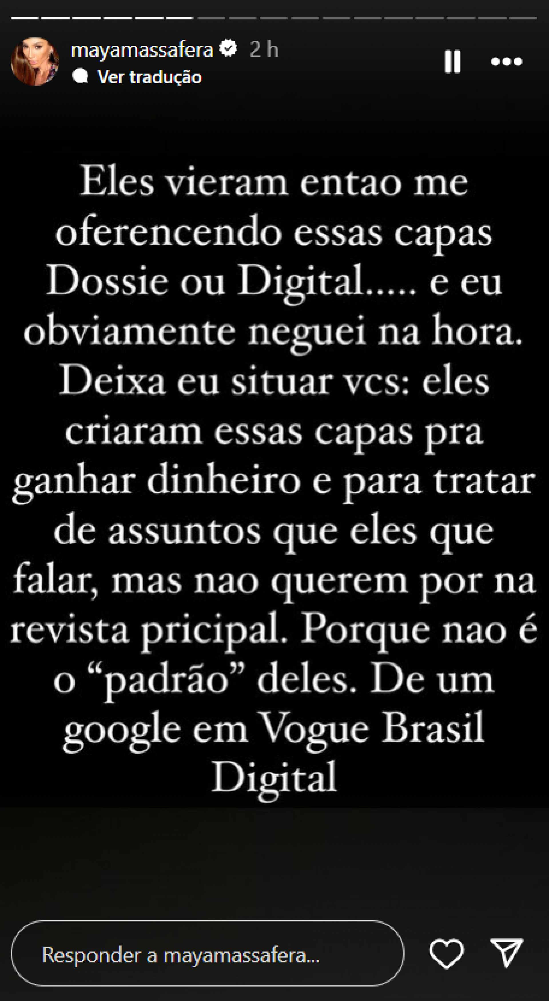 Maya Massafera desabafa sobre ter sido 'enganada' por revista - Foto: Reprodução