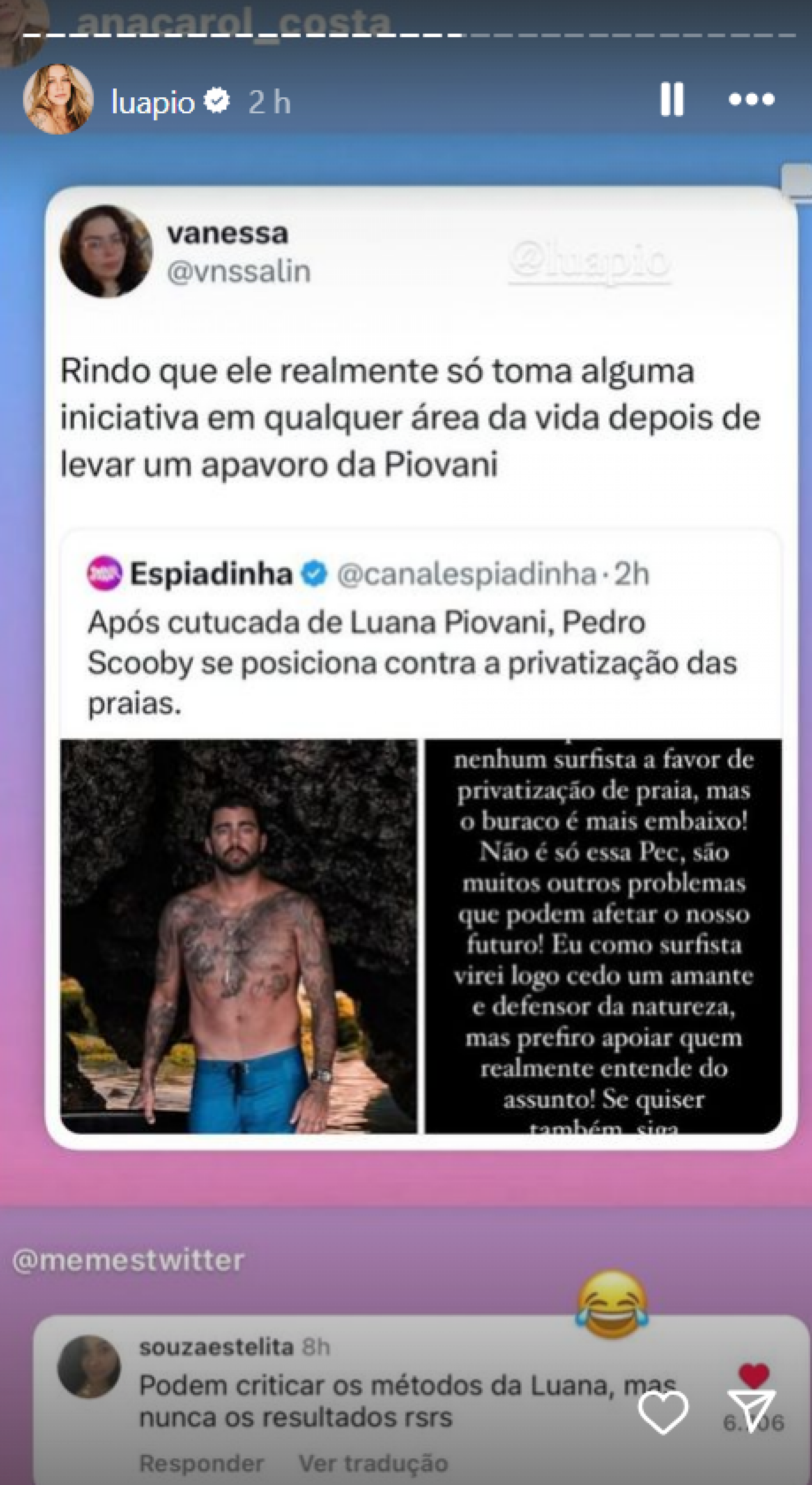 Luana Piovani dá risada após fala de Pedro Scooby: 'Minha ex tá certa' - Foto: Reprodução