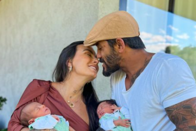 Clara Maia agradece pela vida dos filhos após salvar um dos gêmeos de engasgo