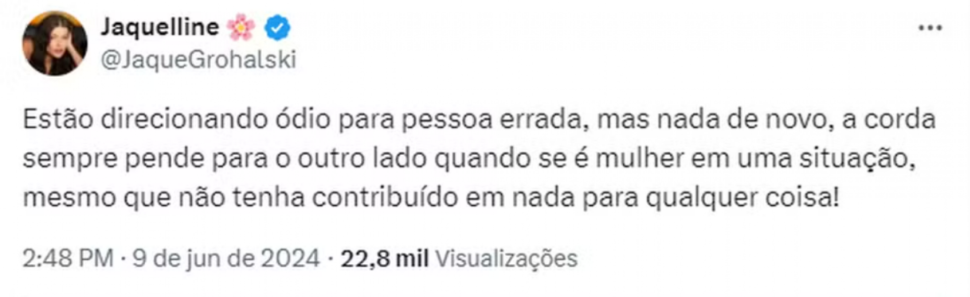 Jaquelline desabafa sobre ataques virtuais após crise de Lucas Souza - Foto: Reprodução