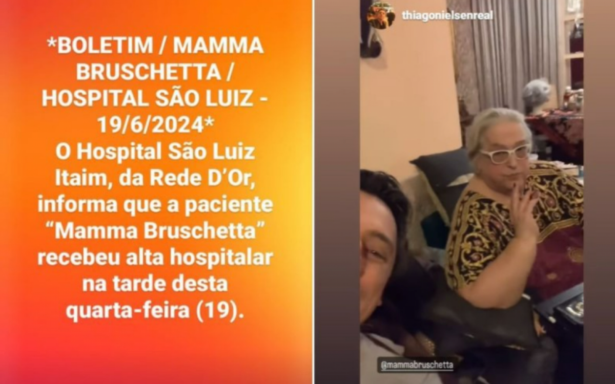 Mamma Bruschetta recebe alta hospitalar após nove dias de internação
