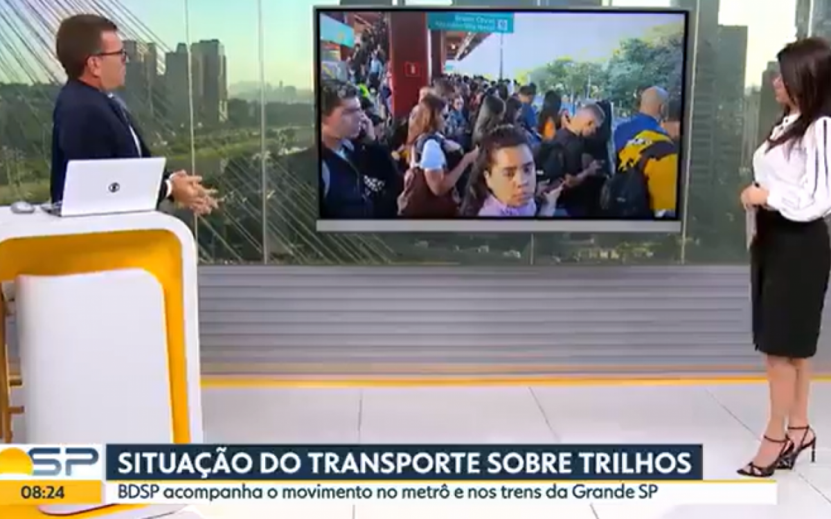 Rodrigo Lombardi e Sabina Simonato acompanham matéria direto do 'Bom Dia São Paulo' - Reprodução/Globo