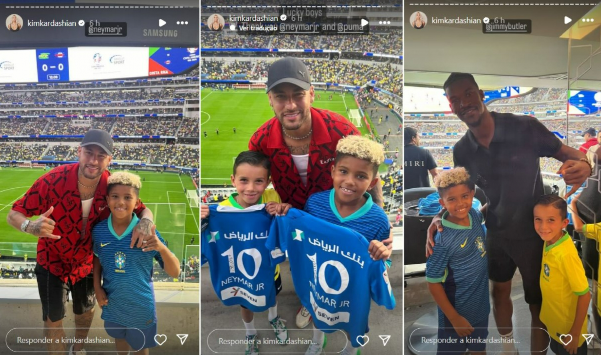 Neymar é 'tietado' por filho de Kim Kardashian em jogo da Seleção - Foto: Reprodução