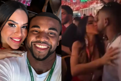 Assumiu? Davi Brito lasca um beijo em musa do Boi Garantido; vídeo