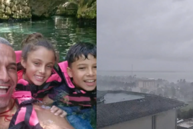 Repórter da Globo passa aperto com furacão em viagem com os filhos